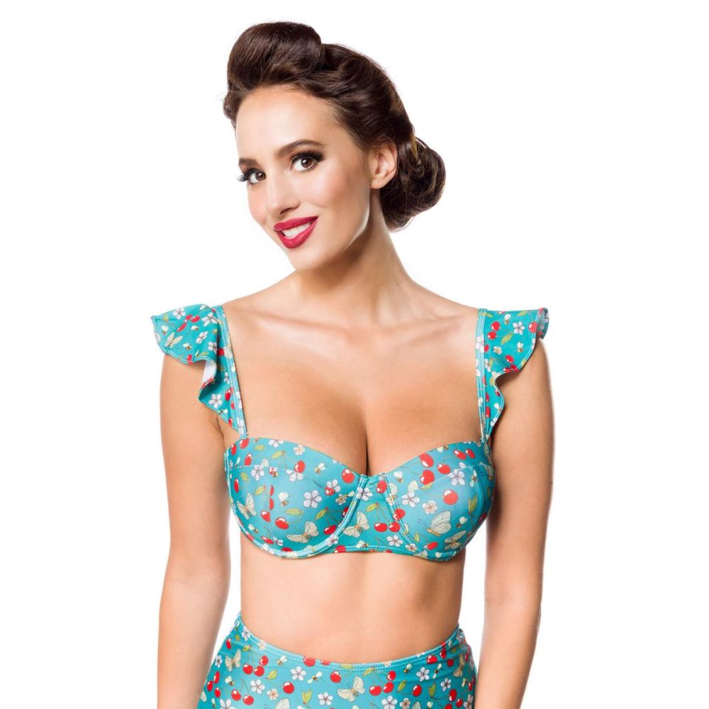 Belsira - Vintage Bikini-Oberteil - Grün/Weiß